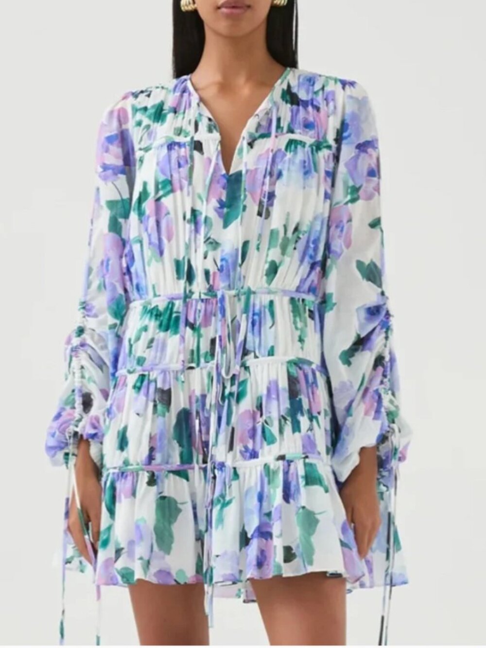 NEW Aje Clover Mini Dress Lilac Dawn Purple Blue White Floral Cocktail AU6/US2